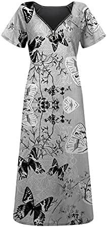 Iqka Zipper Printing ne Pozicionirajuća Ženska haljina s V izrezom Ležerna ljetna nova ženska haljina Slip haljina
