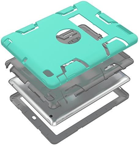 iPad 2/3/4 Slučaj, tri sloja PC i silicijum oklopni oklopni odbrana teških hibridnih zaštitnih futrola za apsorpciju sa kickstandom