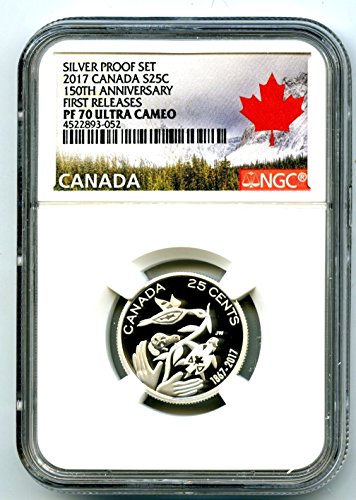 2017 CA Canada Silver dokaz 150. godišnjica 25 Cent .9999 Fino Prvo izdanja četvrt PF70 NGC UCAM
