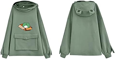 ICJJL ženska pulover dukserica kreativna šiva vrhunska trodimenzionalna simpatična dizajna žaba džepa džemper