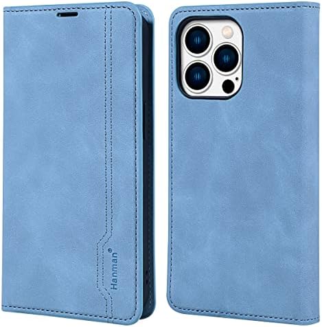 Hanman iPhone 13 Pro Max case Wallet, PU kožna torbica za meku kožu novčanik stalak za noge 2 slota za kartice zaštitna futrola za