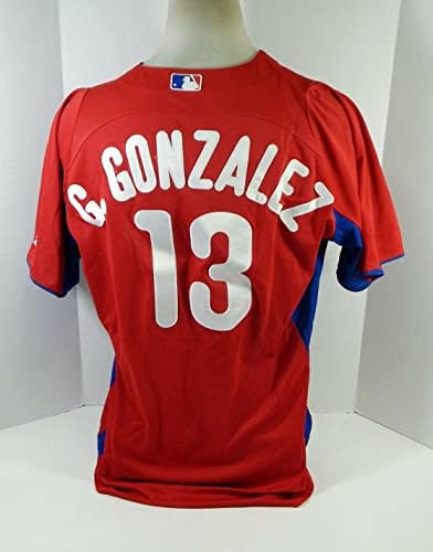 2011-13 Philadelphia Phillies Gustavo Gonzalez # 13 Igra Rabljena Crvena dresa ST BP 44 - Igra Polovni MLB dresovi