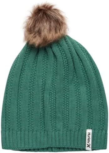 Hurley Women's Winter Hat - Helena Hand-pleten Slouchy pom pom Beanie