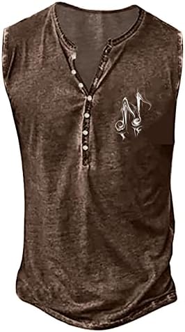 FFNMZC Muška majica Activeweward Donje košulje na dugme Gym Fit majice bez rukava majice za vezanje mišića Vintage Henley prsluk