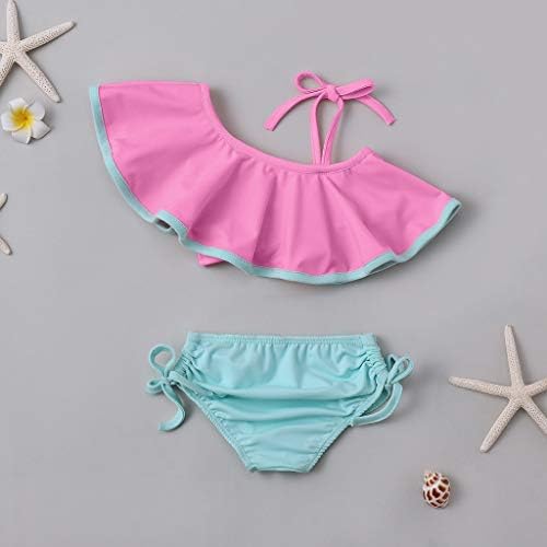 Baby Girls ' Swimwear Girls Swimsuit Two Ruffles Baby Outfits Swimwear Solid Piece Summer Kids Bikini Girls Tankini Sets
