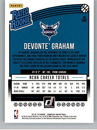 2018-19 Donruss 189 Devonte 'Graham ocijenjeni Rookie Rc Rookie Charlotte Hornets NBA košarkaška trgovačka kartica
