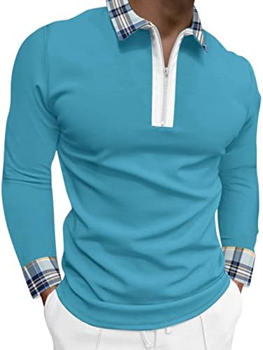 XXBR 2022 Nove polo majice za muške, karirani manžetni ovratnik na dugim rukavima, golf vrhovi ulični kućni mišićni majica
