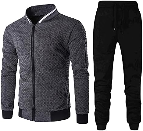 Muški pad zimskih dvodijelnih sportskih odijela za pripravnost COLL-up COLL Color Pleaid patentni patentni džemper bejzbol mens stay