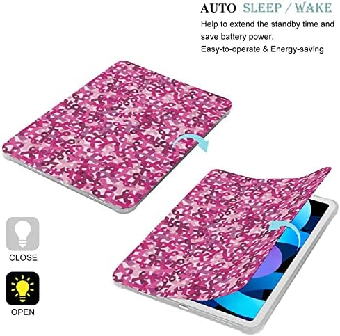 Svjesnost s rakom dojke Ružičasta vrpca TRIFOLD Case zaštitna udarna futrola Cover Cover Auto Sleep / Wake Kompatibilan sa iPad Pro