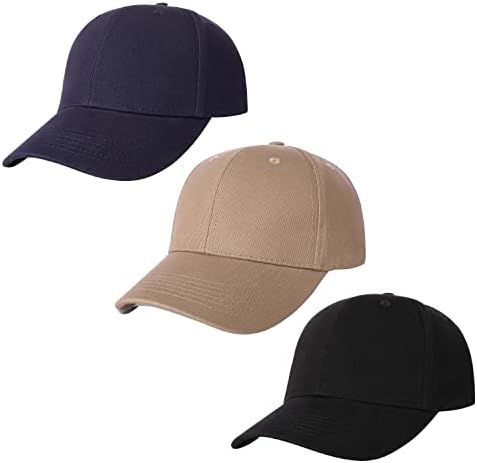 Aosmi 3 Pack običan pamuk Strapback Bejzbol šešir Podesiva jedna veličina odgovara većini Niskoprofilnih praznih timskih kapa za muškarce