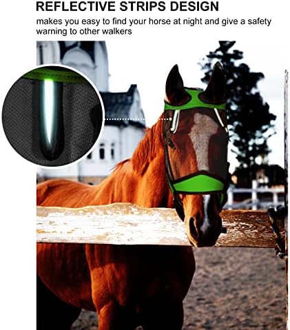 Maska za konjsku mušicu, elastičnost Lycra maska za konjsku mušicu sa ušima, UV zaštita i odvojiva maska za muhu dugog nosa, Reflektirajuća