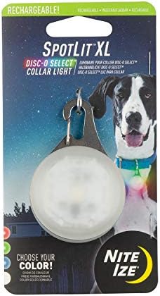 Nite Ize Spotlit XL LED ovratnik svjetlo, karabiner klip za pseće svjetlo, USB Punjivo, disk-O odaberite svjetlo za promjenu boje