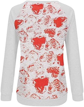 Jjhaevdy Womens Slatko ljubavno srce Print Tops Love Heart Pismo Ispis Dukseri Grafički grafički pulover dugih rukava