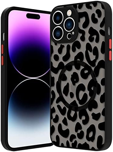 Mowime kompatibilan za iPhone 14 pro max case crni leopard uzorak [kompatibilan sa magsafe] za žensku djevojku punu zaštitu kamere magnetske futrole
