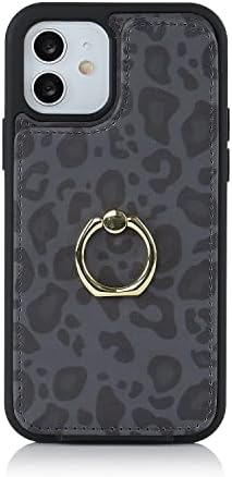 Lipvina iPhone 12/12 Pro futrola sa držačem kartice,slatke futrole za novčanike sa utorom za kreditnu karticu,stalak za rotirajući prsten za 360°, magnetna kopča, RFID Blocking Flip kožna Navlaka za žene