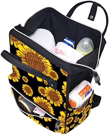 Guerotkr Travel Backpack, Bageri za pelene, ruksačka torba za pelene, suncokret crtica ručna slika Art Crna