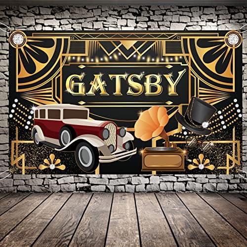 Meltelot The Great Gatsby themed Backdrop Banner, Retro urlajući 20-ov Party Art Decor 20s Rođendanska fotografija za odrasle pozadina