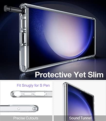 Vofata Crystal Clear Dizajniran za Samsung Galaxy S23 Ultra [Anti-Ćeling] [Zaštita od dvostrukih razreda od 10ft vojske] Povratak