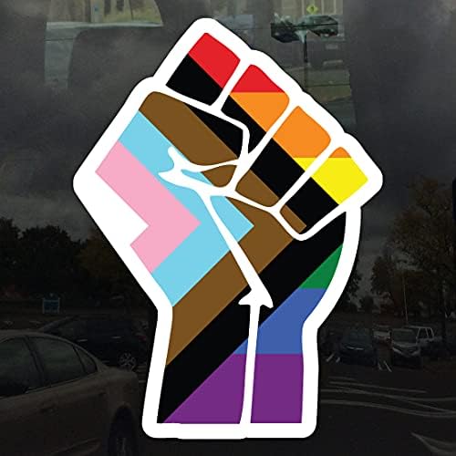 Primjenjivo PUN Progress Pride Zastava otporni fist BLM LGBTQ POC oznaka - Vinilna naljepnica za naljepnicu 3 inča