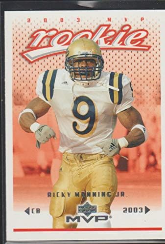 2003. Gornja paluba MVP Ricky Manning Jr. Panthers Rookie Football Card # 344