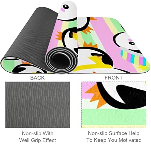 SDLKFRELI 6mm Extra Thick Yoga Mat, Penguin Colorful Stripes Print Eco-Friendly TPE exercise Mats Pilates Mat sa za jogu, trening,