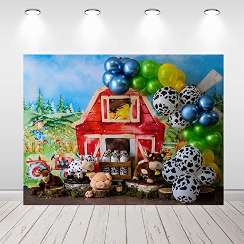 Domaće životinje tematska zabava Backdrop dekoracije torta Smash pozadina krava baloni kamion Barn vrata Banner za djecu Baby Shower