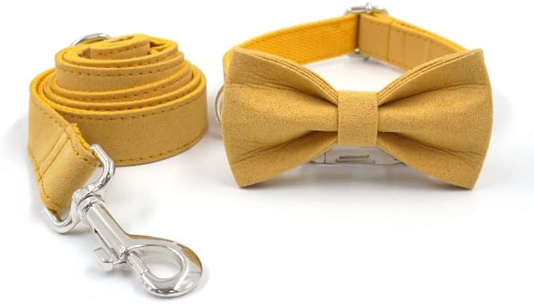 Anjyueu ovratnik za kućne ljubimce personalizirano ovratnik od punog boja i povodac set uklonjivi luk kravate mačke i ogrlice za pse