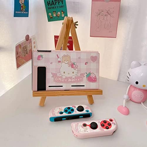 ENFILY slatka Hello Kitty futrola kompatibilna sa Nintendo Switchom, priključnim poklopcem kućišta, ergonomskom mekom futrolom za