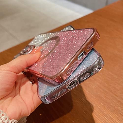 Hyuekoko kompatibilan sa iPhoneom 13 Pro Magnetic Glitter CASTEN, slatkim Bling Cutel Case sa magsafe za žene za žene s punim fotoaparatom
