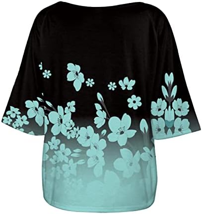 Vrhovi kratkih rukava za žene Ljeto Žene Boho Lood Top Ljetna bluza Majica Plus po veličini Cvjetni ispisani fit