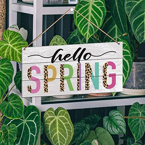 Spring zidni dekor, zdravo proljeće, proljetne ukrase za kućni spavaćih vrata Trijem Rustikalni viseći znak Proljetni dekor unutarnjeg