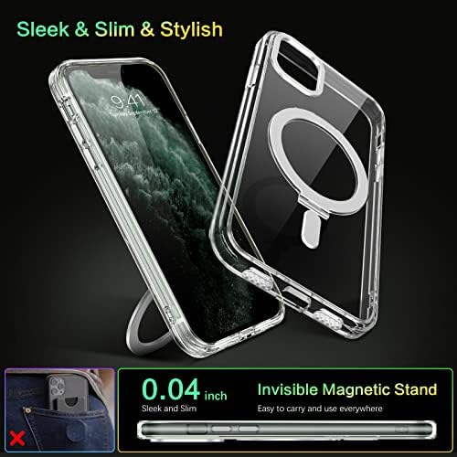 Dueue za iPhone 11 Pro Max magnetsku futrolu s nevidljivim postoljem [kompatibilan s magsafe], čistom zaštitnom pokrivaču cijelog
