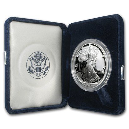1995 P Provucite američki srebrni orao .999 Srebro sa baršunastim kutijom, kutija za odlaganje i COA $ 1 otporna na američku kovnicu