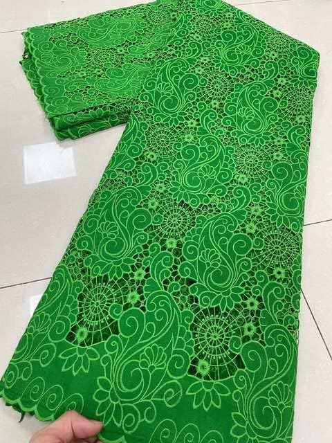 Afričko zeleno mlijeko svilena čipkasta mrežasta tkanina francuski gipur 5 Yards tkanina Nigerijski za mladenku šivanje Afrička čipkasta