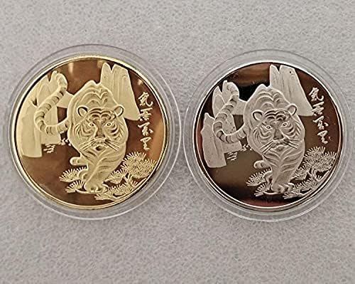CryptoTurrency Srebrna prigodni kovani novčić 2022 Tiger medalja zodijak tigar sa zaštitnim poklopcem Lucky Coin Lična amaterska kovanica