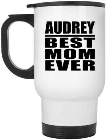 DesignSify Audrey najbolja mama ikad, bijela putnička krigla 14oz izolirana od nehrđajućeg čelika, pokloni za rođendan godišnjica