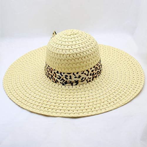 Ljetna plaža Hat Bowknot Wide Wide Brim FEDORA FEDORA Hat Sklopivi roll up plaža kapa sunčana šešir žene slame Panama Hat Leopard