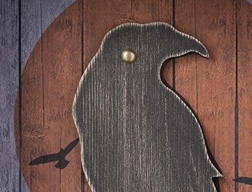 Znak Halloween Crow sa borovim okvirom visi na zidu ili samostojećim - 10 x 10 inča - Noć vještica i dekor