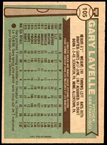 1976 O-pee-chee # 105 Gary Lavelle San Francisco Giants Nm Giants