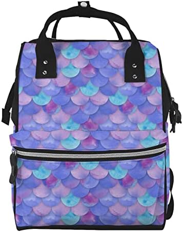 Purple Fish Scale Mermaid ruksak pelena, višenamjenski torbe za bebe, torbe za materinstvo za putovanja, veliki kapacitet, vodootporan,