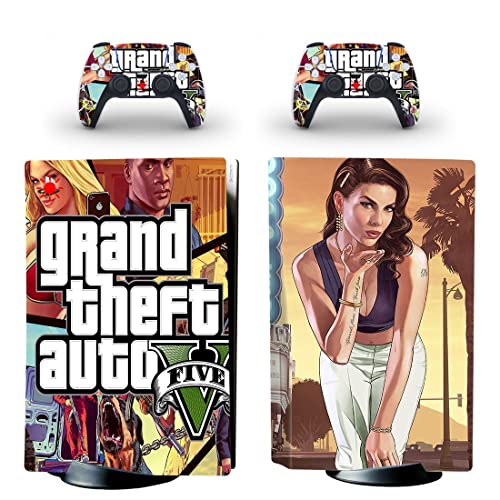 Igra Grand GTA Theft i Bauto PS4 ili PS5 naljepnica za kožu za PlayStation 4 ili 5 konzola i 2 kontrolera naljepnica Vinyl V5761