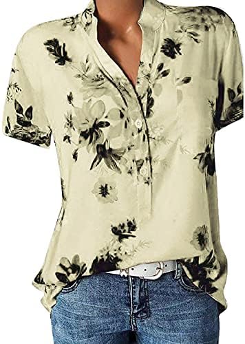 Ljeto Plus size Boemian cvjetni košulju za tisak V-izrez kratki rukav duks za ženska bluza s majicom