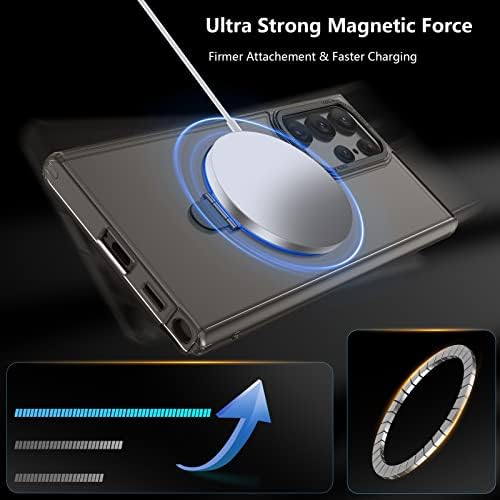 Fanbiya za Samsung Galaxy S23 Ultra magnetsku futrolu, ugrađeni nevidljivi Kickstand kompatibilan sa mag sigurnim punjačem, prozirnim