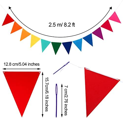 Outus 6 postavlja Rainbow Pennant Banner Garland višebojni Bunting filc tkanina zastavice zastave Rainbow Bunting za rođendanske festivalske
