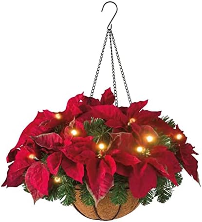 NC Božićna viseća košarica sa L E D String Lights Garland Biljka borovog konusa Garland Dekoracija Zatvoreni i vanjski vrtni trijem