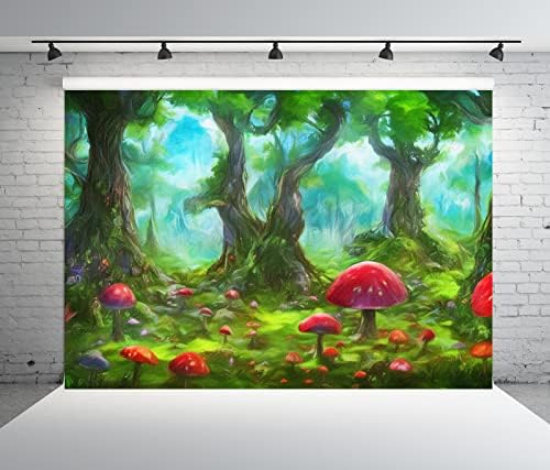 BELECO 20x10ft tkanina Fairytale Fantasy Forest Backdrop akvarel džungla šuma Magic Trees crvene gljive Wonderland pozadina rođendan Baby Shower Party Decor torta Tabela Banner deca Foto rekviziti
