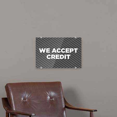 CGsignLab | Prihvatamo kreditne zaslone Grey Premium akrilni znak | 18 x12
