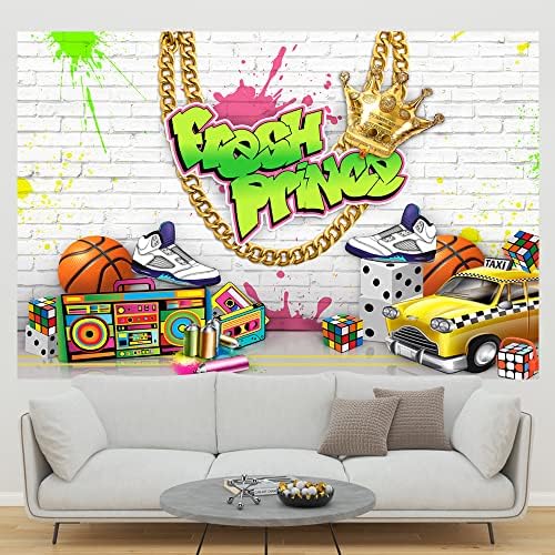Ticuenicoa 6×4ft Fresh Prince Hip Pop Baby Shower Backdrop Boys Graffiti Disco Vintage novorođeni rođendanski Banner dekoracije bijeli