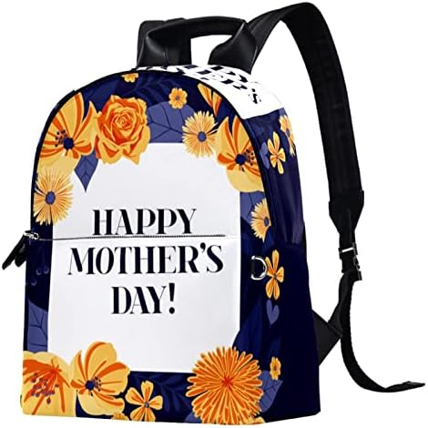 Tbouobt kožni ruksak lagani laptop casual ruksak za žene muškarci, sretan majčin dan Zlatni cvjetni