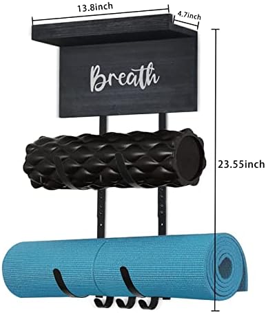 Držač prostirke za jogu zidni nosač, oprema za teretane oprema Organizator stalak za jogu prostirke za odlaganje sa plutajućom policom